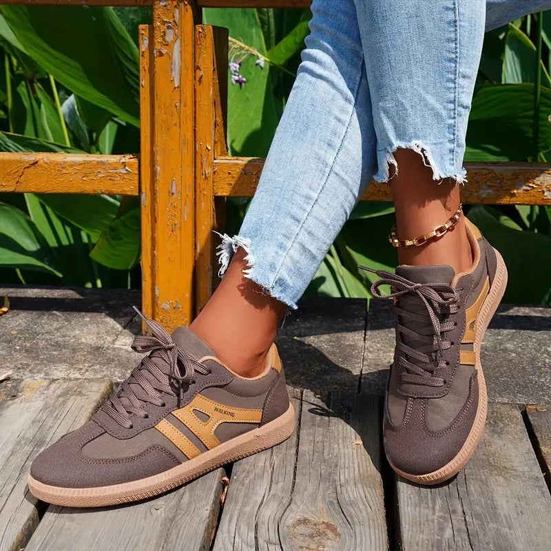 WW | Damen Lässige Turnschuhe Mit Niedrigem Absatz, Schnürung Mode Schuhe