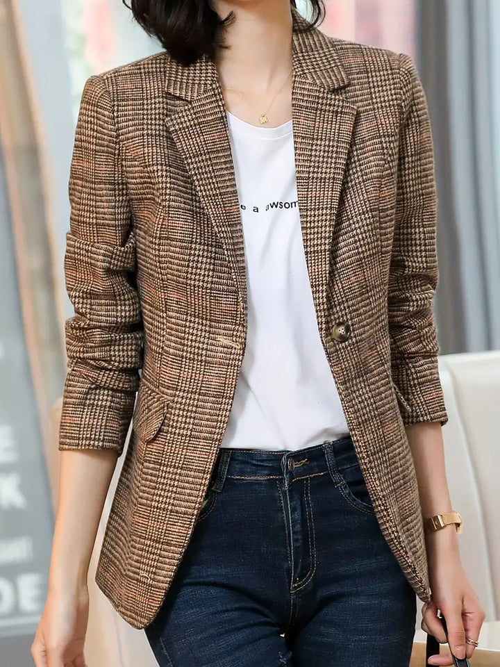 W&W Mode | Karierter Blazer Mit Revers Und Einem Knopf