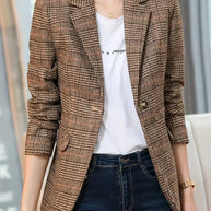 WW | Karierter Blazer Mit Revers Und Einem Knopf