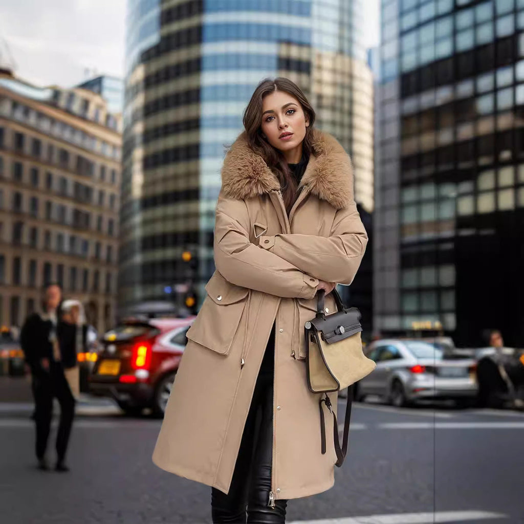 WW | Damenparka Langer Baumwollmantel Trenchcoat