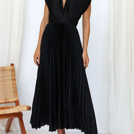 WW | Hallo Schöne Satin Plissee Midi Kleid