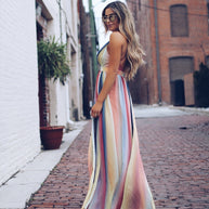 WW | Regenbogen Sommer Maxi Kleid Für Damen