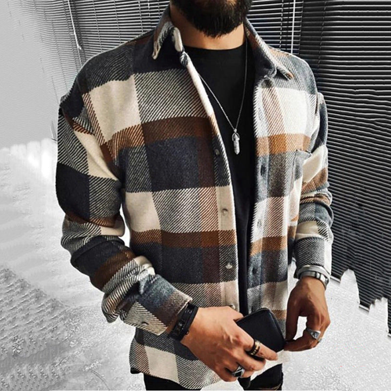 WW | Lässige Karo Langarmjacke Für Herren