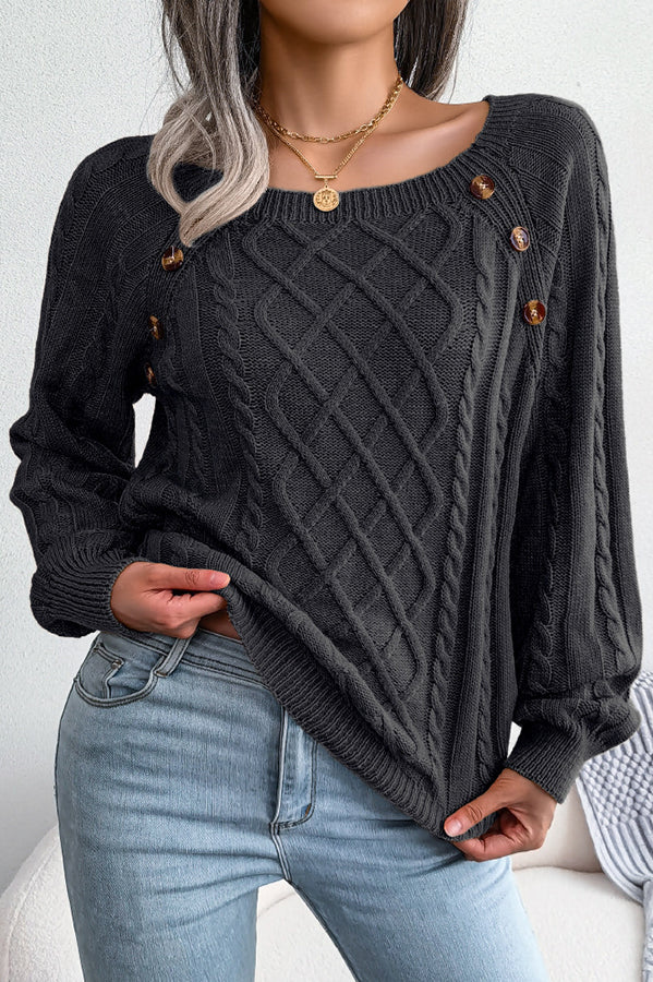 WW | Sweet Life Knopf Kabelstrick Pullover