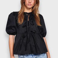 WW | Bluse mit Puffärmeln und Schleifendetail für Damen