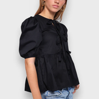 WW | Bluse mit Puffärmeln und Schleifendetail für Damen