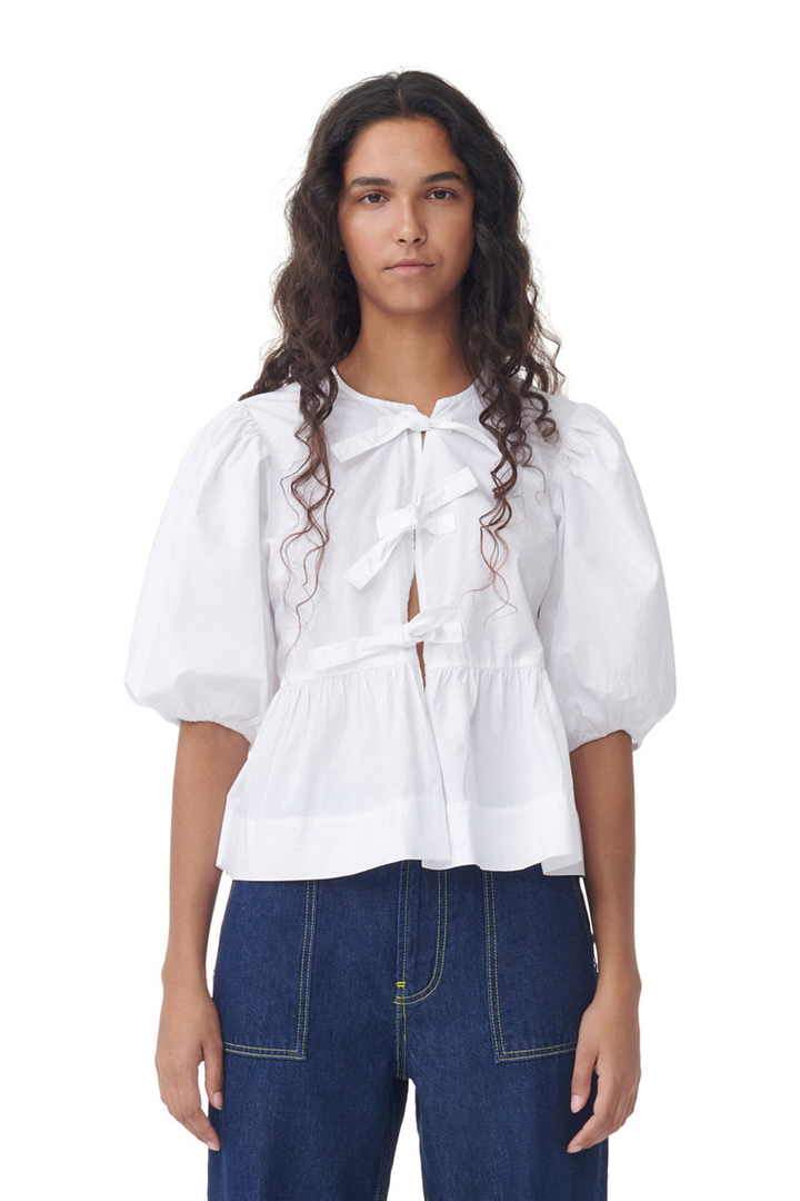 W&W Mode | Bluse mit Puffärmeln und Schleifendetail für Damen