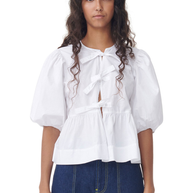 WW | Bluse mit Puffärmeln und Schleifendetail für Damen