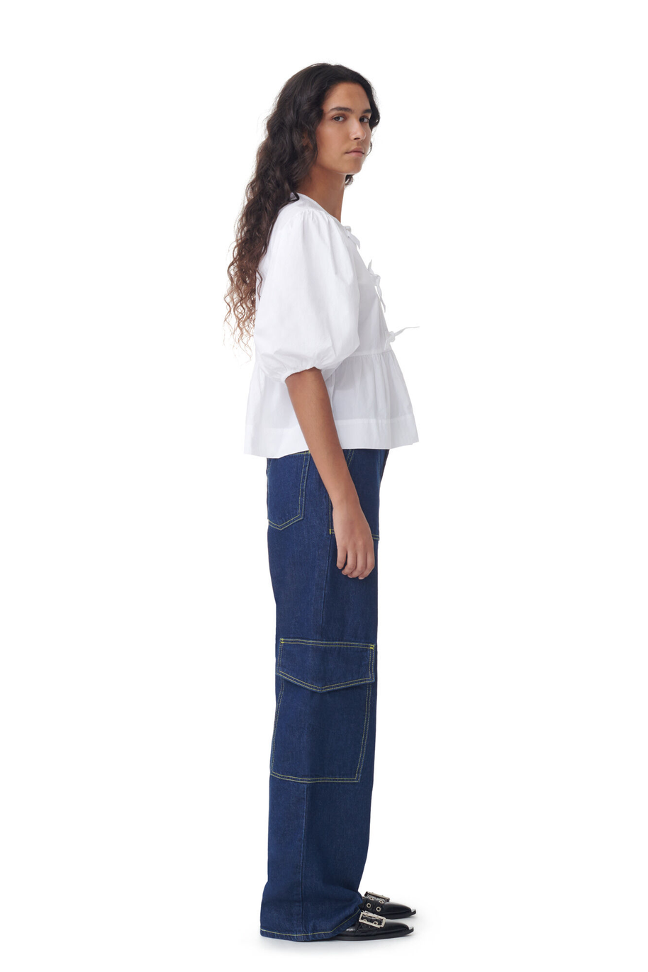 WW | Bluse mit Puffärmeln und Schleifendetail für Damen
