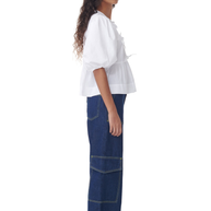 WW | Bluse mit Puffärmeln und Schleifendetail für Damen