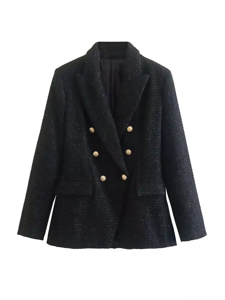 W&W Mode | Damen Strukturierter Blazer Mit Doppelknopfleiste
