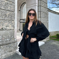 Musselin Bluse Freya Schwarz Kurz