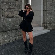 Musselin Bluse Freya Schwarz Kurz