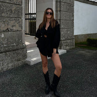 Musselin Bluse Freya Schwarz Kurz