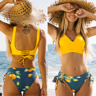 WW Bikini-Set | Geblümter Wickel- und Bindebikini