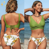 WW Bikini-Set | Geblümter Wickel- und Bindebikini