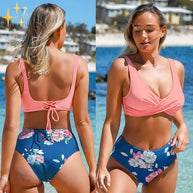 WW Bikini-Set | Geblümter Wickel- und Bindebikini