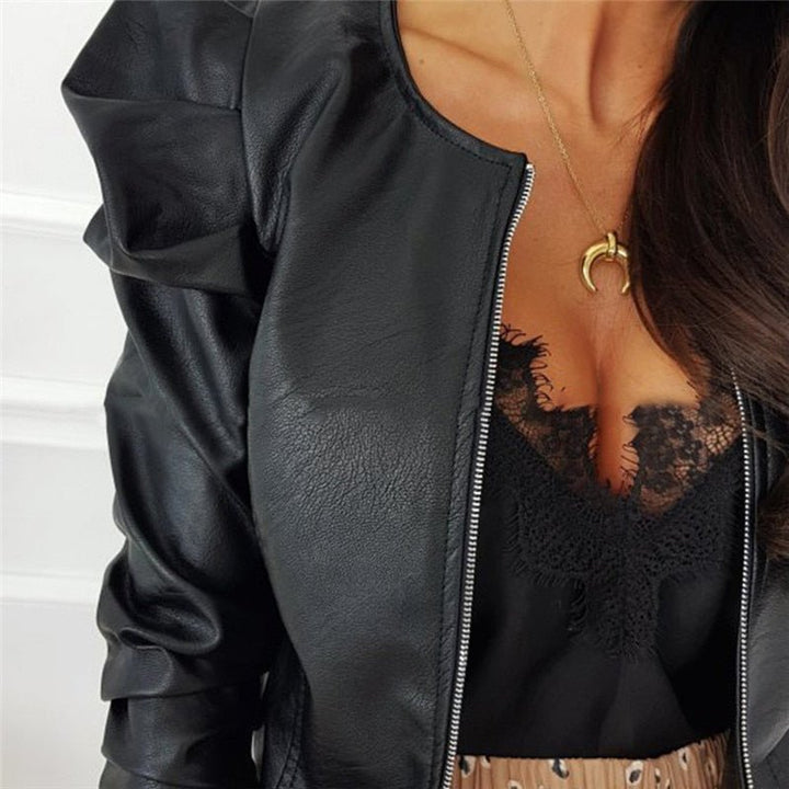 W&W Mode Jacket | Elegante kurze Jacke in Lederoptik für Damen