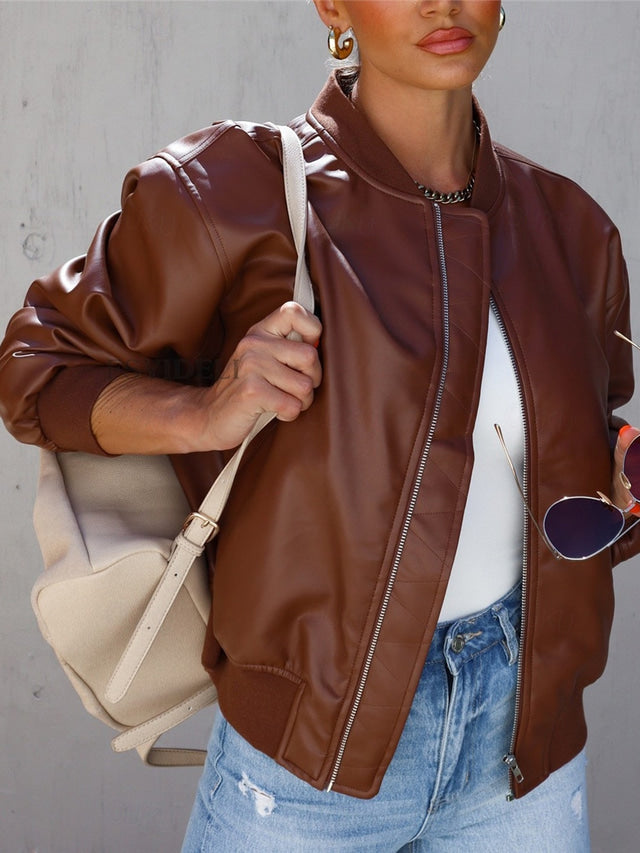 W&W Mode | Lockere Lederjacke für Damen