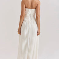 WW | Elfenbein Plissierter Maxikleid