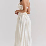 WW | Elfenbein Plissierter Maxikleid