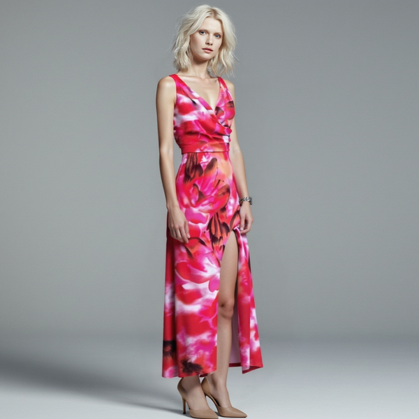 Floréa™ – Elegantes Maxikleid mit Schlitz & Tropischen Print
