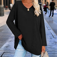 WW | Langarm-Pullover mit V-Ausschnitt