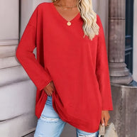 WW | Langarm-Pullover mit V-Ausschnitt