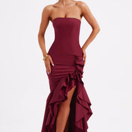 WW | Ärmelloses Maxikleid Mit Schlitz Und Rüschen Für Frauen