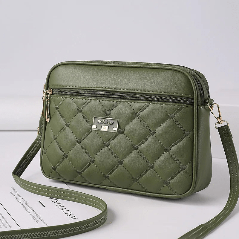 WW | Damen Schultertasche Mit Diamantmuster Und Reißverschluss