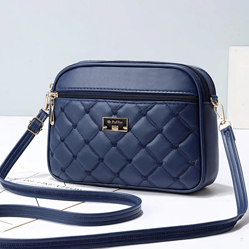 WW | Damen Schultertasche Mit Diamantmuster Und Reißverschluss