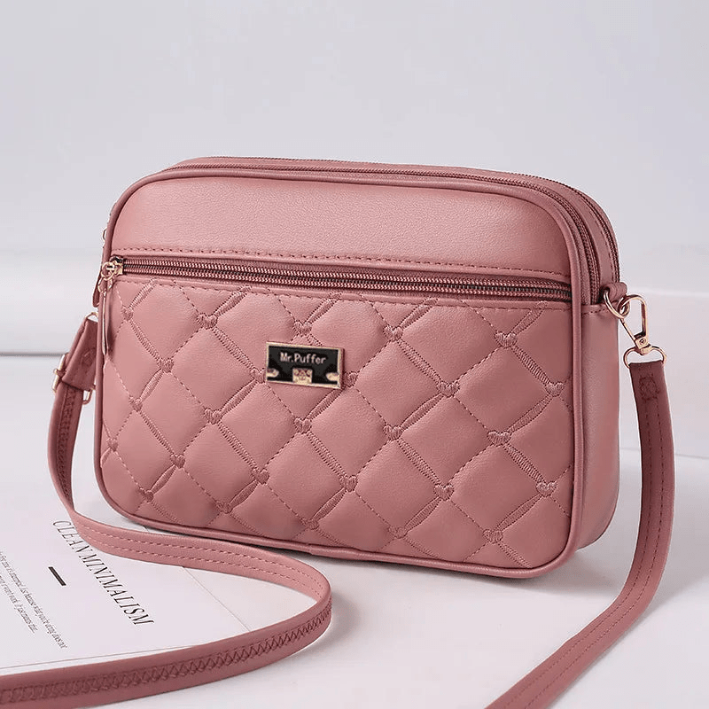 WW | Damen Schultertasche Mit Diamantmuster Und Reißverschluss