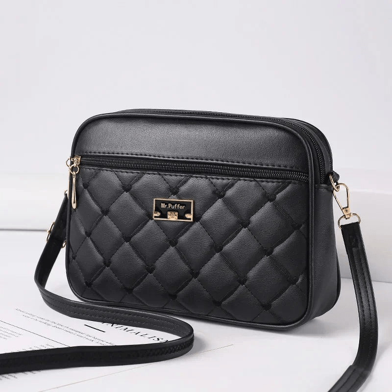 WW | Damen Schultertasche Mit Diamantmuster Und Reißverschluss