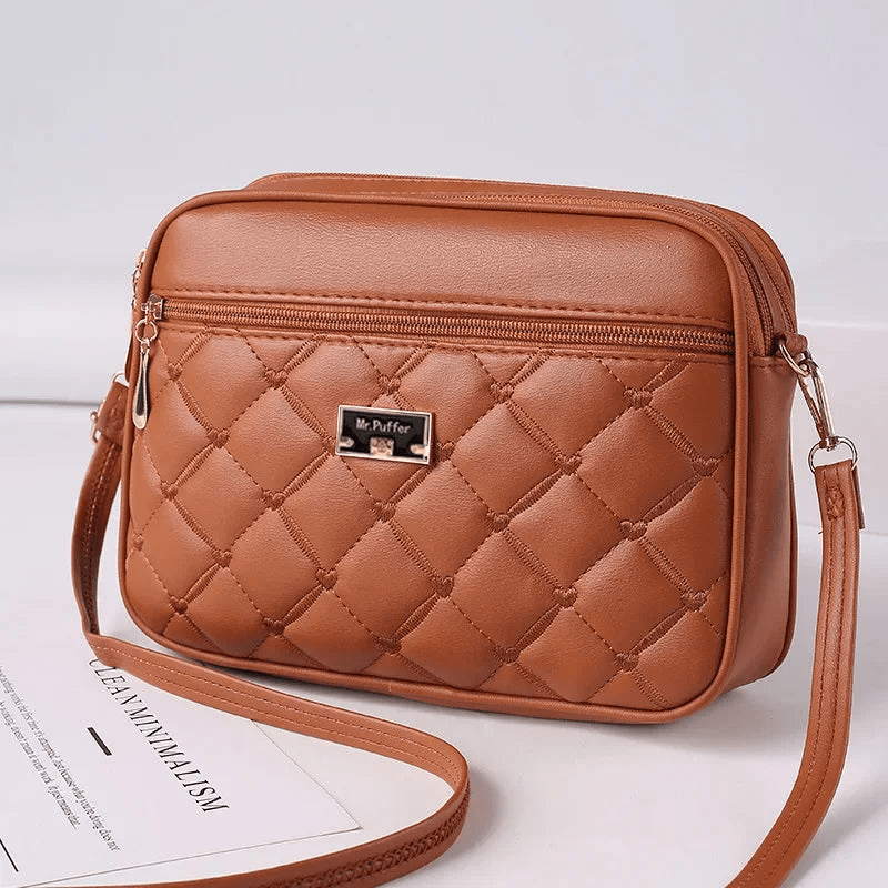 WW | Damen Schultertasche Mit Diamantmuster Und Reißverschluss