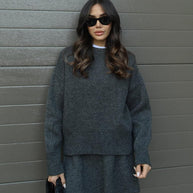 WW | teilige Strickset - Damenpullover und Rock mit lässiger Passform