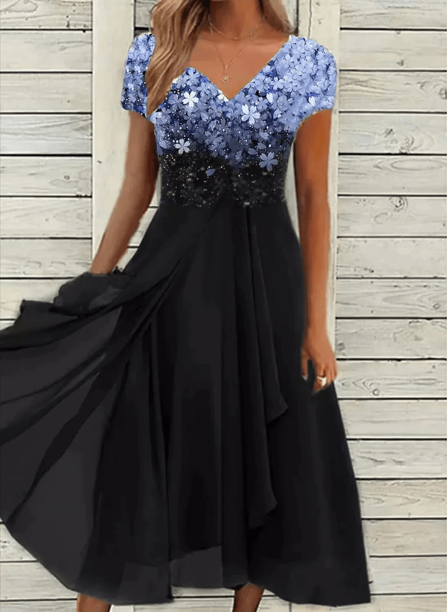 WW | Elegante Chiffon Festkleid Damen Midi Kleid