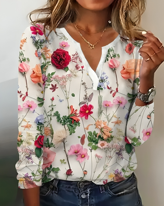 WW | Fröhliche Bluse Mit Blumenmuster Stilvoll Und Bequem
