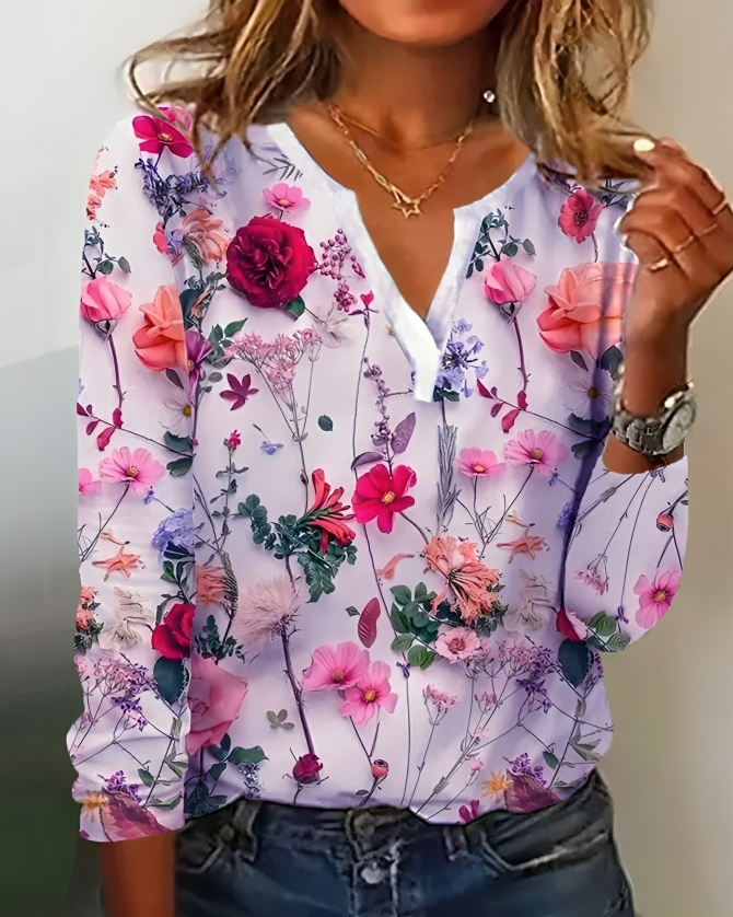 WW | Fröhliche Bluse Mit Blumenmuster Stilvoll Und Bequem