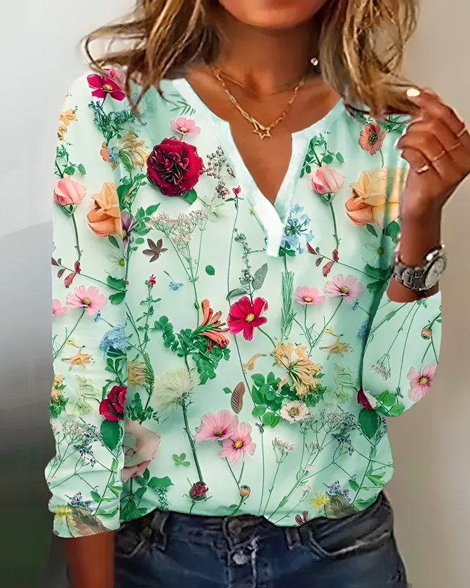WW | Fröhliche Bluse Mit Blumenmuster Stilvoll Und Bequem