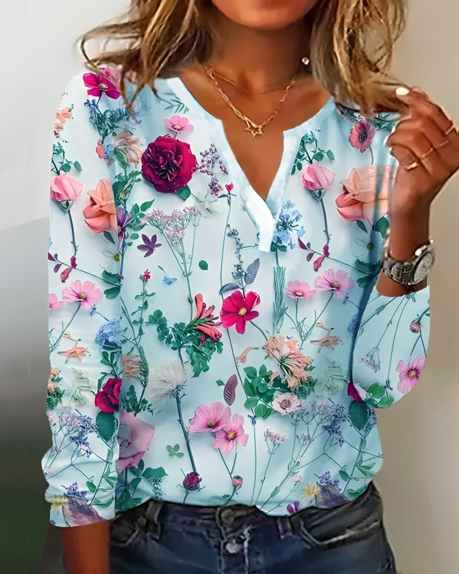 WW | Fröhliche Bluse Mit Blumenmuster Stilvoll Und Bequem