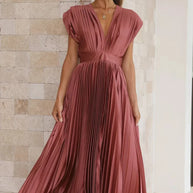 WW | Faltendes Plunge Midi Kleid