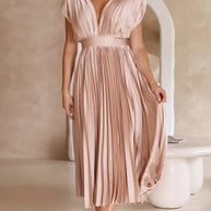 WW | Faltendes Plunge Midi Kleid