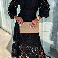WW | Elegantes Spitzen Midi Kleid Zeitlos, Raffiniert & Stilvoll