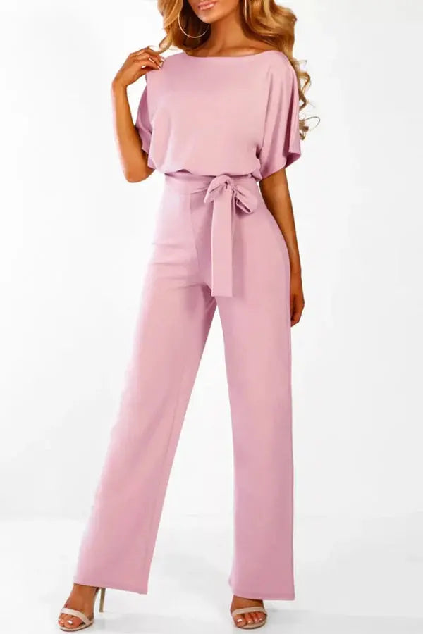 WW | Eleganter Jumpsuit mit weitem Bein und Taillengürtel