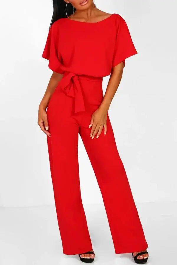 WW | Eleganter Jumpsuit mit weitem Bein und Taillengürtel