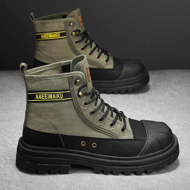 WW | Herren lässige sportliche Canvas Stiefel mit dicker Sohle