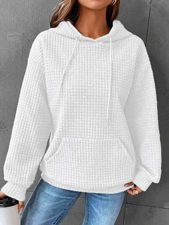 W&W Mode | Waffelstrick Hoodie Damen - lässiger Oversized Pullover