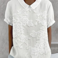 WW | Bluse mit Revers Druck Einfarbig