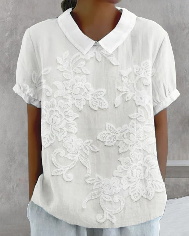 WW | Bluse mit Revers Druck Einfarbig