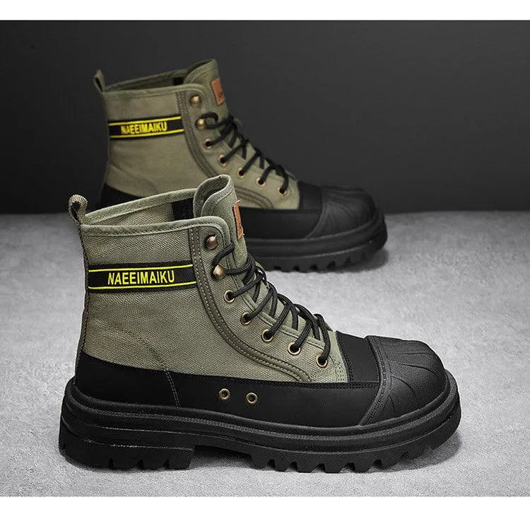 WW | Herren lässige sportliche Canvas Stiefel mit dicker Sohle
